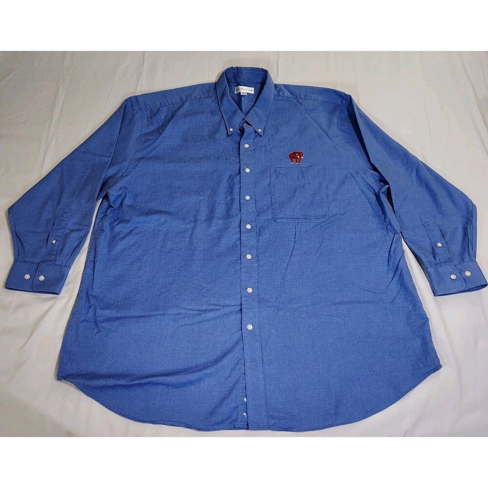 University Of Alabama Cutter & Buck Blue Button Up Crimson Tide Elephant Sz 3XB